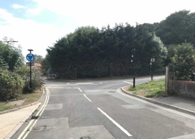 Coming down Arctic Road from Cowes. Turn right and then the cycle track is on your left.