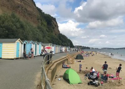 Beach huts at the Shanklin end