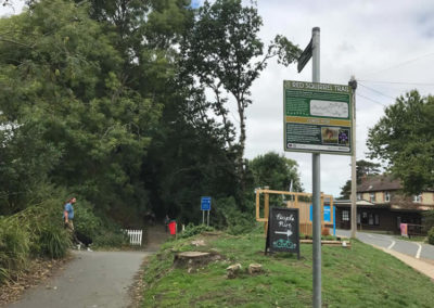 Turn left onto the cycle path at the Holiday Park