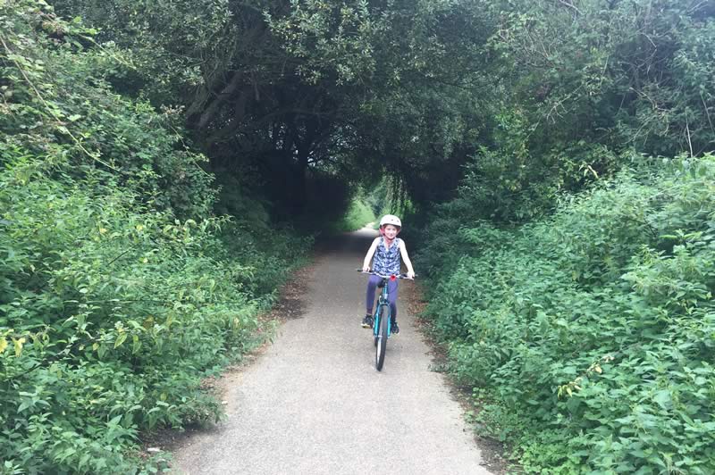 Riding along the Shanklin to Wroxall cycle track