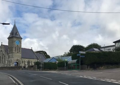 Where the route meets the main road in Wroxall